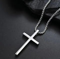 Wholesale Men's Accessories Christian Heavy Link Box Chain with Jesus Cross Stainless Steel Pendant Sweater Necklace